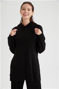 DeFacto Kapüşonlu Regular Fit Triko Tunik