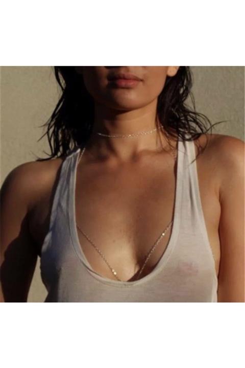 Elvelv Vücut Aksesuarı Vücut Zinciri Gümüş Renk