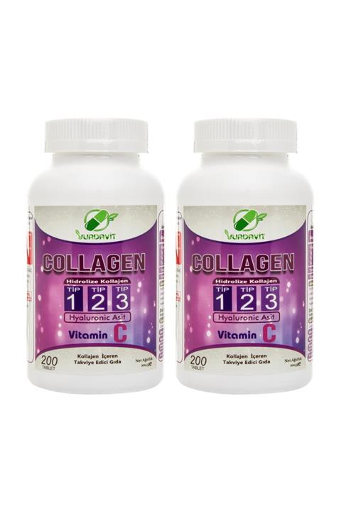 Yurdavit Hidrolize Collagen Type 1-2-3 900 Mg Hyaluronic Acid Vitamin C 2 Kutu 400 Tablet