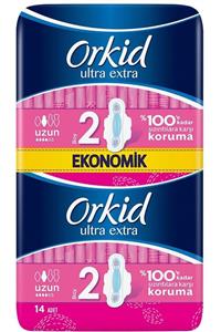 Orkid Ultra Uzun (boy 2) Kanatlı Hijyenik Ped 14 Ped