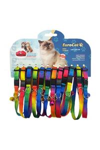 HİLALSHOP Eurocat Gökkuşağı Renkli Çıngıraklı Kedi Boyun Tasması 12'li