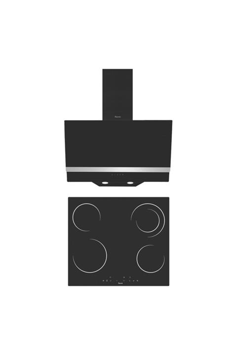 Ferre Black Vitro Milano 2'li Ankastre Set ( Ms163 Vitroseramik Ank. Ocak + D025 Ank. Davlumbaz )