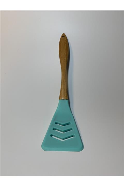 ACAR HOME Silikon Ahşap Servis Spatula Turkuaz