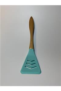 ACAR HOME Silikon Ahşap Servis Spatula Turkuaz