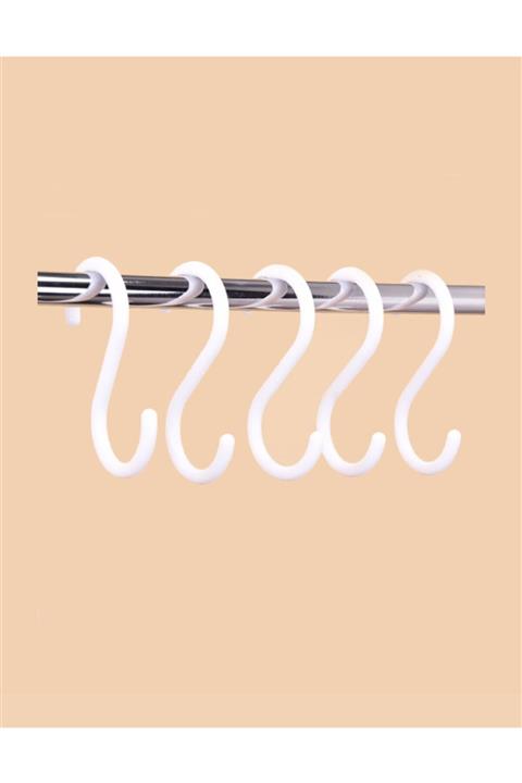 Etsylight , Metal Kanca, 7,5 Cm, S Kanca, Mutfak Kanca, Banyo Kanca - Beyaz Renk - 10 Adet