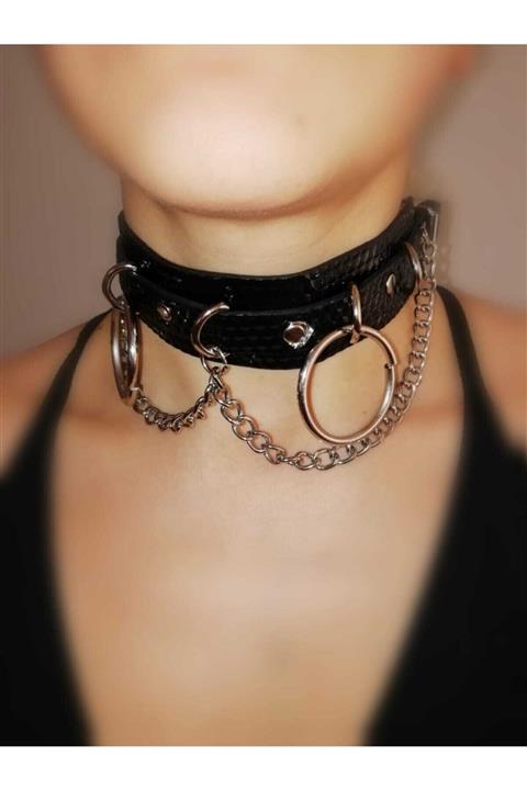 ema Gotik Circle Girl Halka Ve Zincir Choker