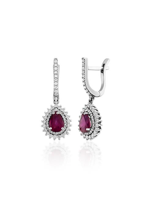 İBER DIAMOND F Renk Sı 2.56 Karat Hrd Sertifikalı Pırlanta Taşlı Yakut Küpe