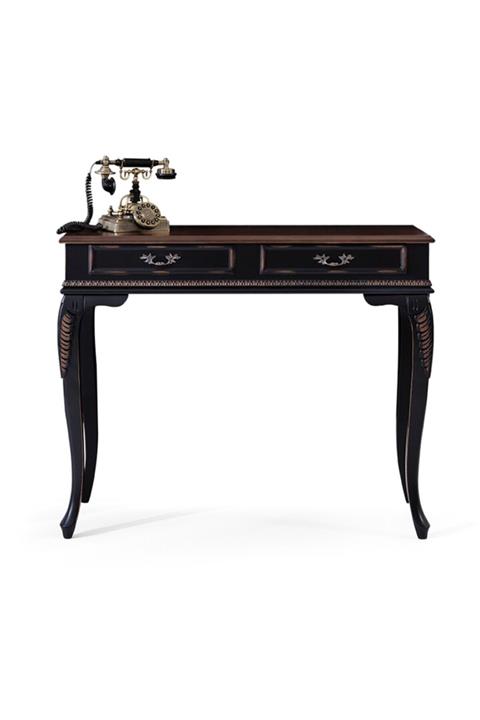 Wooding 120 Cm Çekmeceli Masif Siyah Ceviz Oymalı Eskitme Dresuar