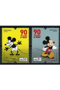 Jupiter Stamps Walt Disney Çizgi Film Karekteri'nin 90.yılı,portekiz 2 Pul Tam Seri,asb-000080