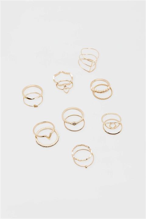 Pull & Bear Altın Rengi Yüzük Seti