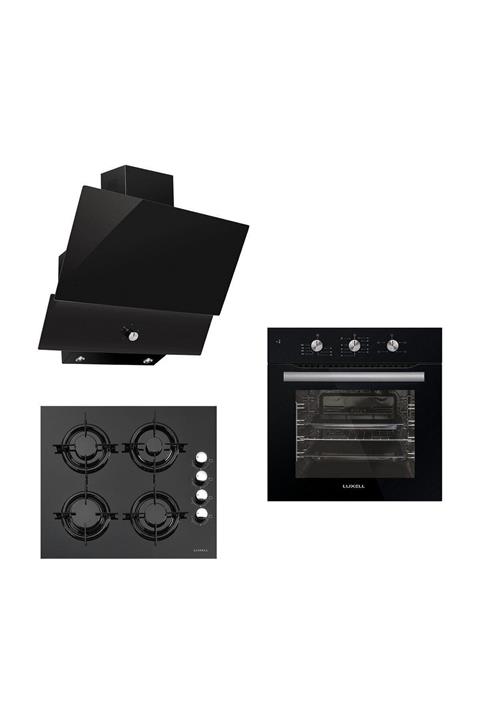 Luxell Black Argento Button 3'lü Ankastre Set