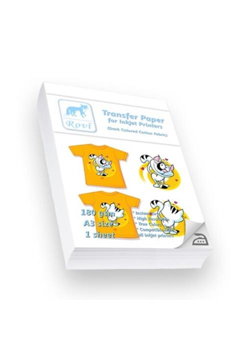 ROVİ Transfer Kağıdı (Koyu Renk Pamuklu Kumaş) 180 gsm 1 Yaprak A3