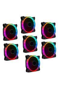 GAMETECH 8r Plus 7x120mm 12cm Rainbow Ledli Sessiz Kasa Fanı (7'li Set)