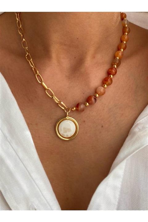 MagicStone Doğaltaşlı Sedef Uçlu Kolye