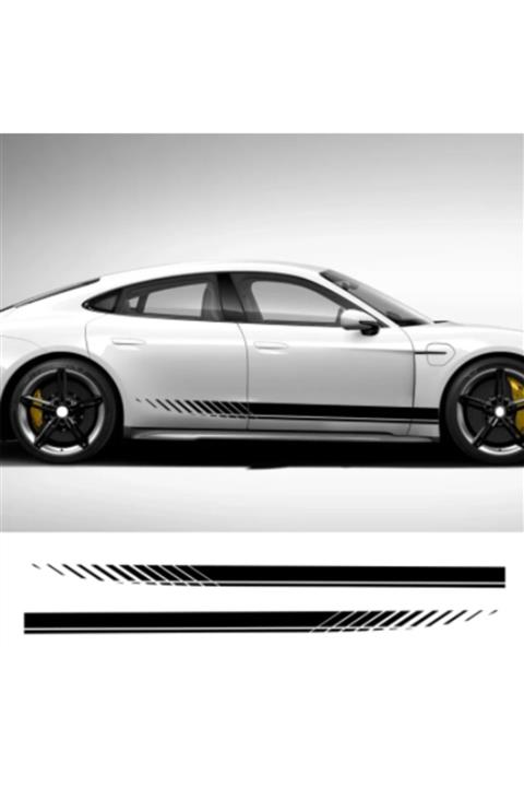 KDMAKSESUAR 2 Adet Sağ Ve Sol Şerit Tüm Araçlara Uyumlu Oto Sticker Siyah