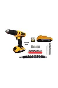 BAUER Power Tools 24 Volt 5.0 Amper Çift Akülü 27 Parça Uc Setili Şarjlı Vidalama Matkap