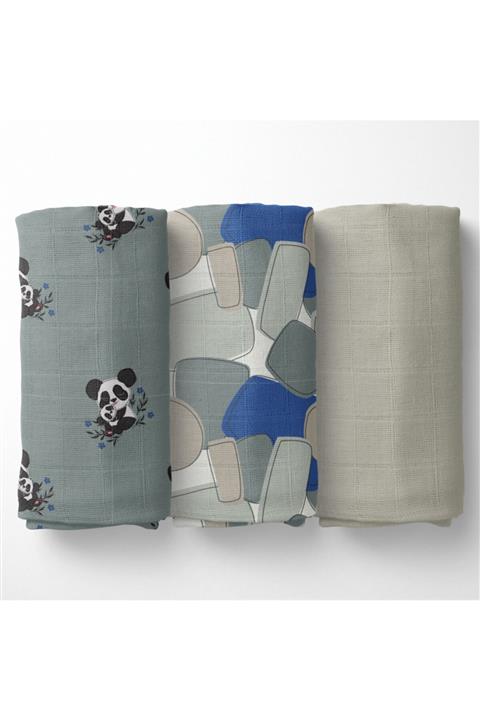 Poema&Rosa 3lü Müslin Örtü  110 cm x 80 cm