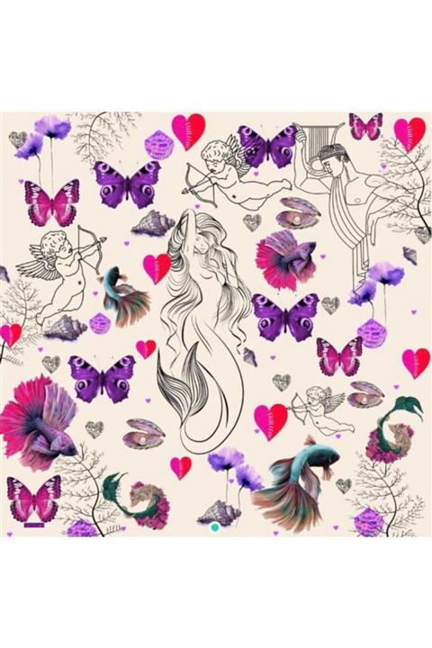 NESYELDAN White Love Ipek Saten Fular