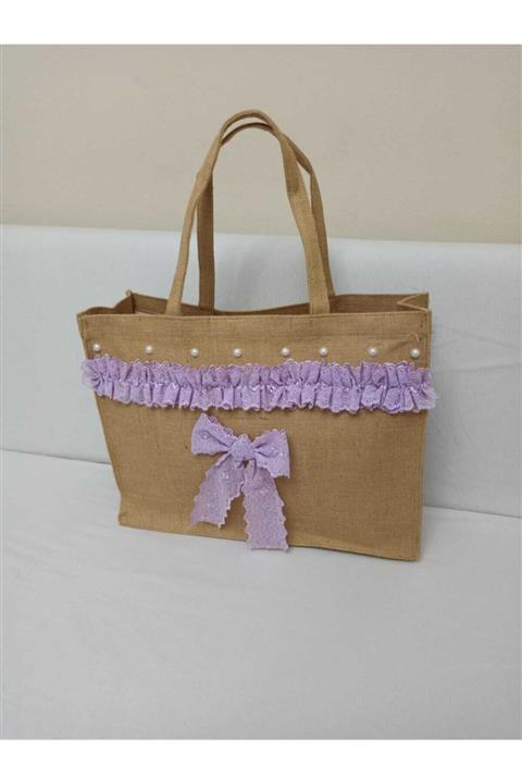 Karman Çorman Delik Işi Fisto Ve Inci Detaylı Plaj Çantası