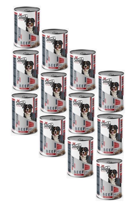 SINGLE For Dogs Biftekli Köpek Konservesi 400 Gr (12 Adet)