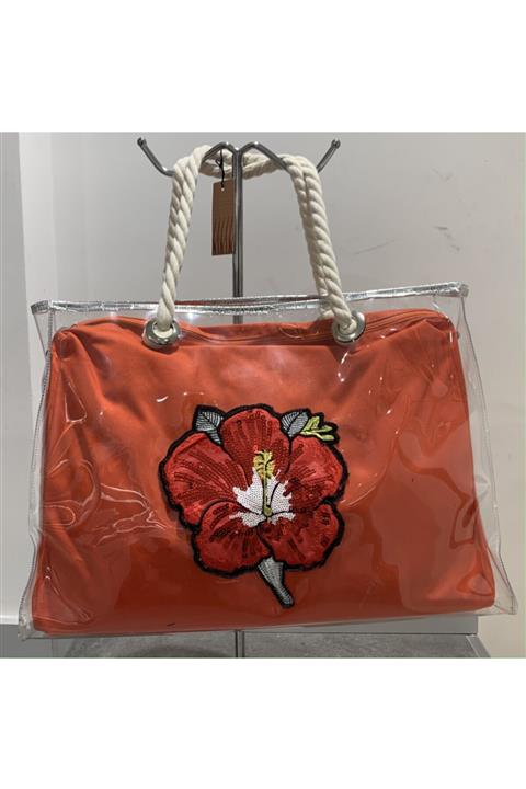 S'PELLE Kadın Nar Çiçeği Plaj Çantası