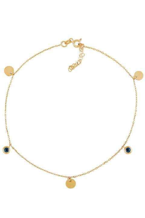 AKARSU KUYUMCULUK Altın Göz Boncuklu Halhal 14 Ayar