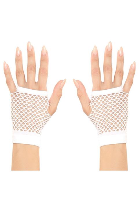 Kastore Parti Aksesuar Beyaz Renk Kısa Boy Fileli Örgü Eldiven