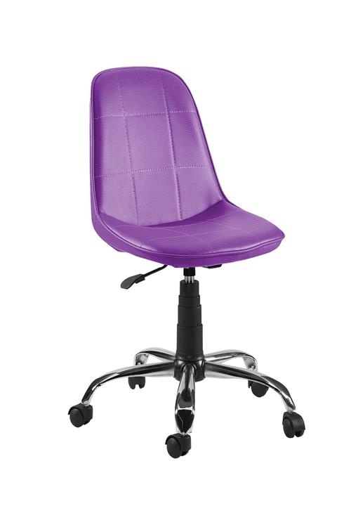 SANDİNO Naz - Mor  Suni Deri Metal Ayaklı Ofis Çalışma Sandalyesi