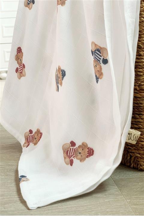 Asu Baby&Kids Vintage Ayı Organik Bambu Pamuk Müslin Yenidoğan