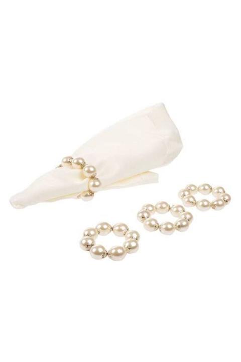 ESanat Evi 12'li Gümüş Detaylı Inci Peçete Yüzüğü