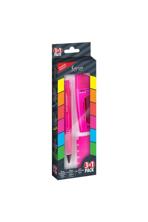 Serve 3 In 1 Set 0.7 Deep + Double + Steps Fosforlu Pembe