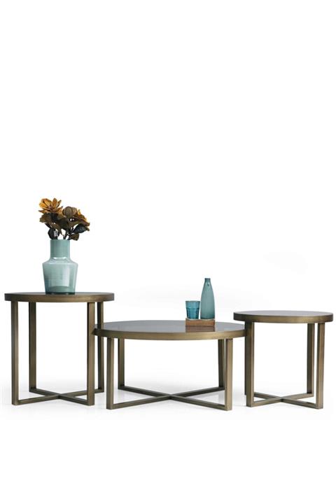 Bubuhome Troy Orta Sehpa Mat Pirinç 3 Lü