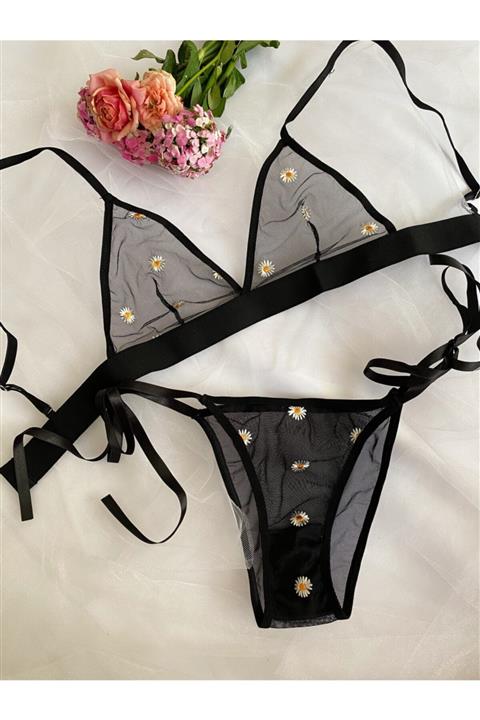 EDLİNGERİE Papatya Desenli Bralet Takımı