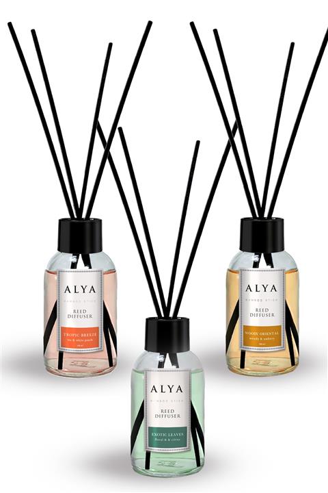 ALYA Bambu Çubuklu Oda Kokusu Egzotic Leaves Ve Woody Oriental Ve Tropic Breeze 100 Ml X 3 Adet