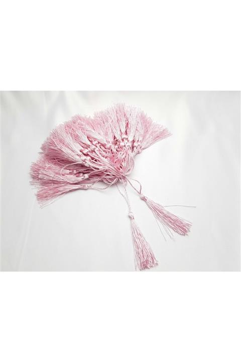 betüşce Pudra Pembe Renkli Püskül (50 Adet) 7 Cm Boy