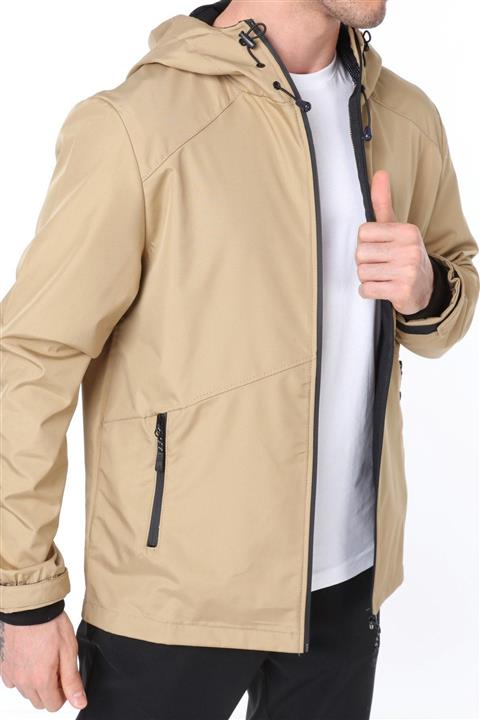 GHASSY CO. Erkek Bej Rüzgarlık/Yağmurluk Outdoor Omuz Detaylı Mevsimlik Spor Ceket