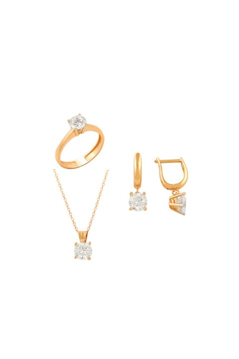 BİLEZİKHANE Tektaş Üçlü Set 5.50 Gram 14 Ayar Altın