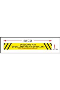 unifol Sosyal Mesafe Şerit Yapışkanlı Etiket / Sticker / Laminasyonlu 60cm X 10