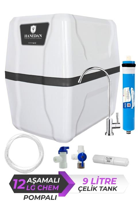 Hanedan 12 Aşama 9 L Çelik Tanklı Pompalı Lg Membranlı Su Arıtma Cihazı-314-b