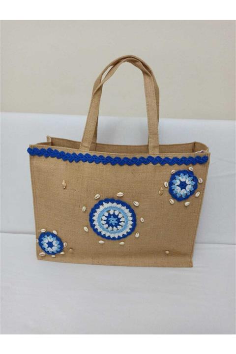 Karman Çorman Mandala Motifli Hasır Plaj Çantası