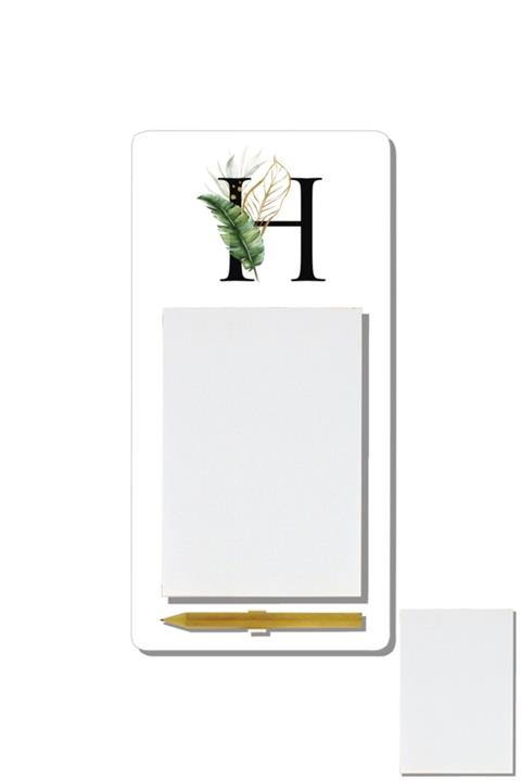 pixolog Tropik Desenli H Harfli Magnetli Kalemli Mdf Notluk Bm56