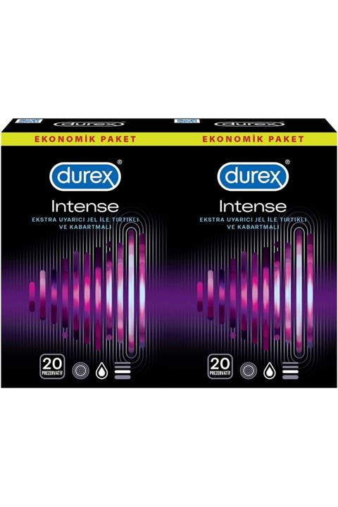Durex Intense Prezervatif, 40’lı Ekonomik Avantaj Paket (2 X 20 Adet)