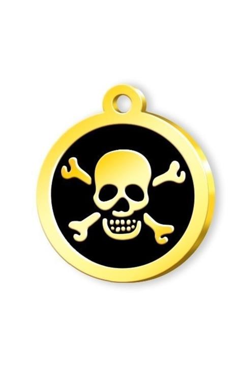 thepassioniz Altın Kaplama Kuru Kafa Künye - Siyah