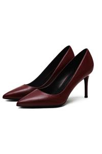 Picky Rose , Bordo Renk 7cm Topuk Stiletto