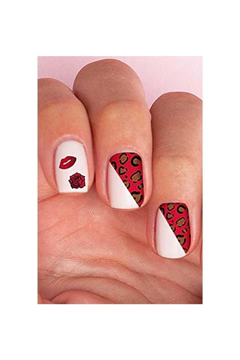 BRCTOPTAN Kırmızı Desenler Tırnak Dövmesi Tırnak Tattoo Nail Art Tırnak Sticker