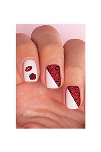 BRCTOPTAN Kırmızı Desenler Tırnak Dövmesi Tırnak Tattoo Nail Art Tırnak Sticker