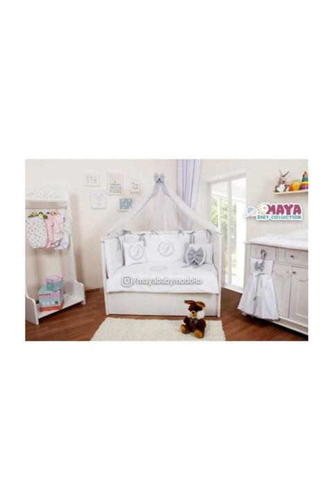Maya Baby Collection Isme Özel Uyku Seti 80*140 - Gri Beyaz
