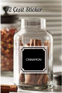 Dekorasna Ingilizce Baharat Kavanoz Etiketi, Spice Jar Label, 42 Adet Siyah Zeminli Etiket - Sticker Ret01