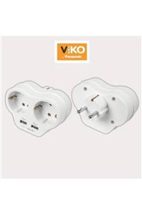 Viko Meridian Viko Usb Priz 1a Usb Çıkışlı 2'li Priz Çoklayıcı Golyat Usb Şarj