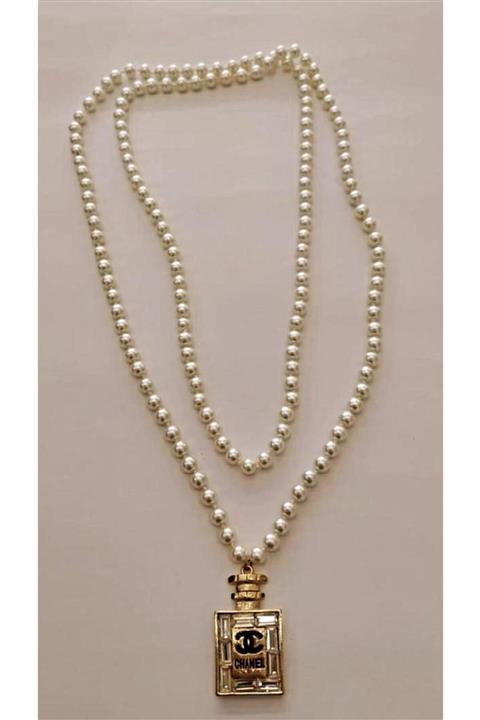 Gigi Jewelleryy Kadın Gold Çelik Gerçek Incili Zirkon Taşlı Kolye